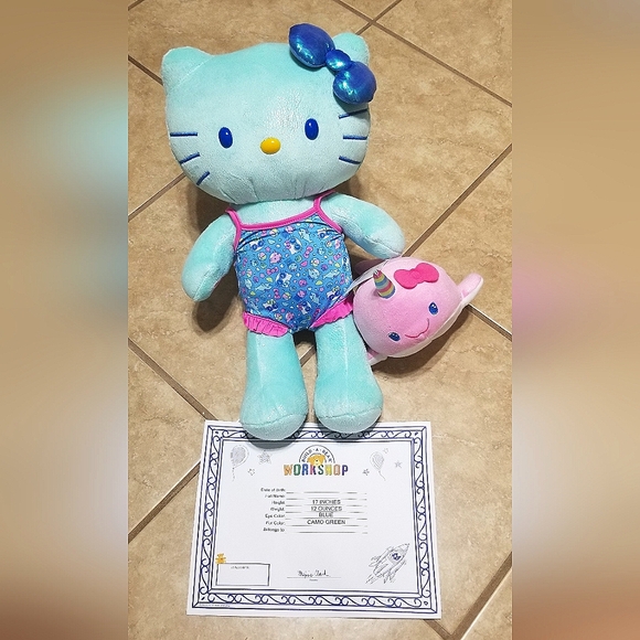 Build A Bear Sanrio Hello Kitty Ocean Swimsuit & Pink Narwhal Bundle - Picture 1 of 4
